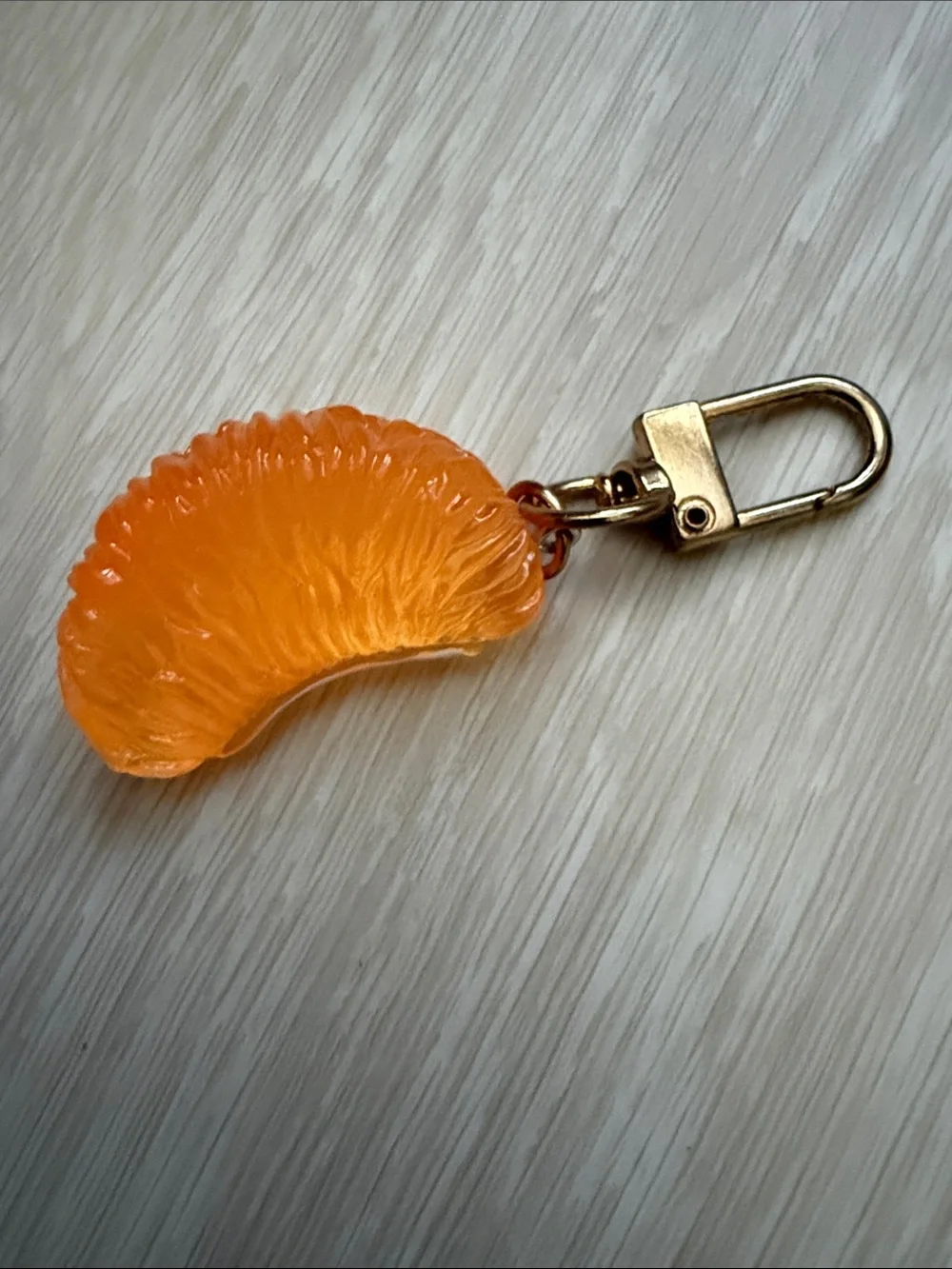 ✨ Tangerine Fruit Key Holder Charm with Gold-Toned Hardware